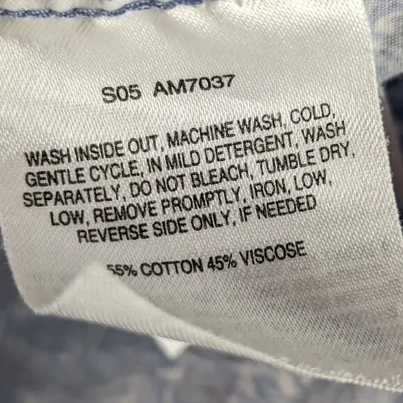 Columbia XL Blue Pattern Button Down Shirt Mens Short Sleeve Casual Viscose - Picture 3 of 4